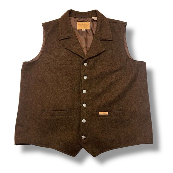 Powder River Outfitters Western Vest Mens 2XL Brown Wool - Picture 1 of 7